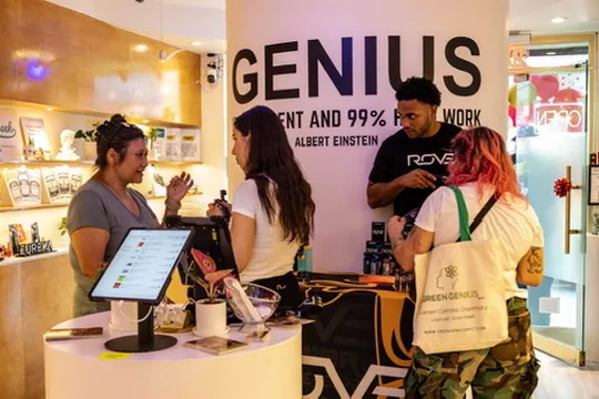 Green Genius Cannabis dispensary staff interaction New York